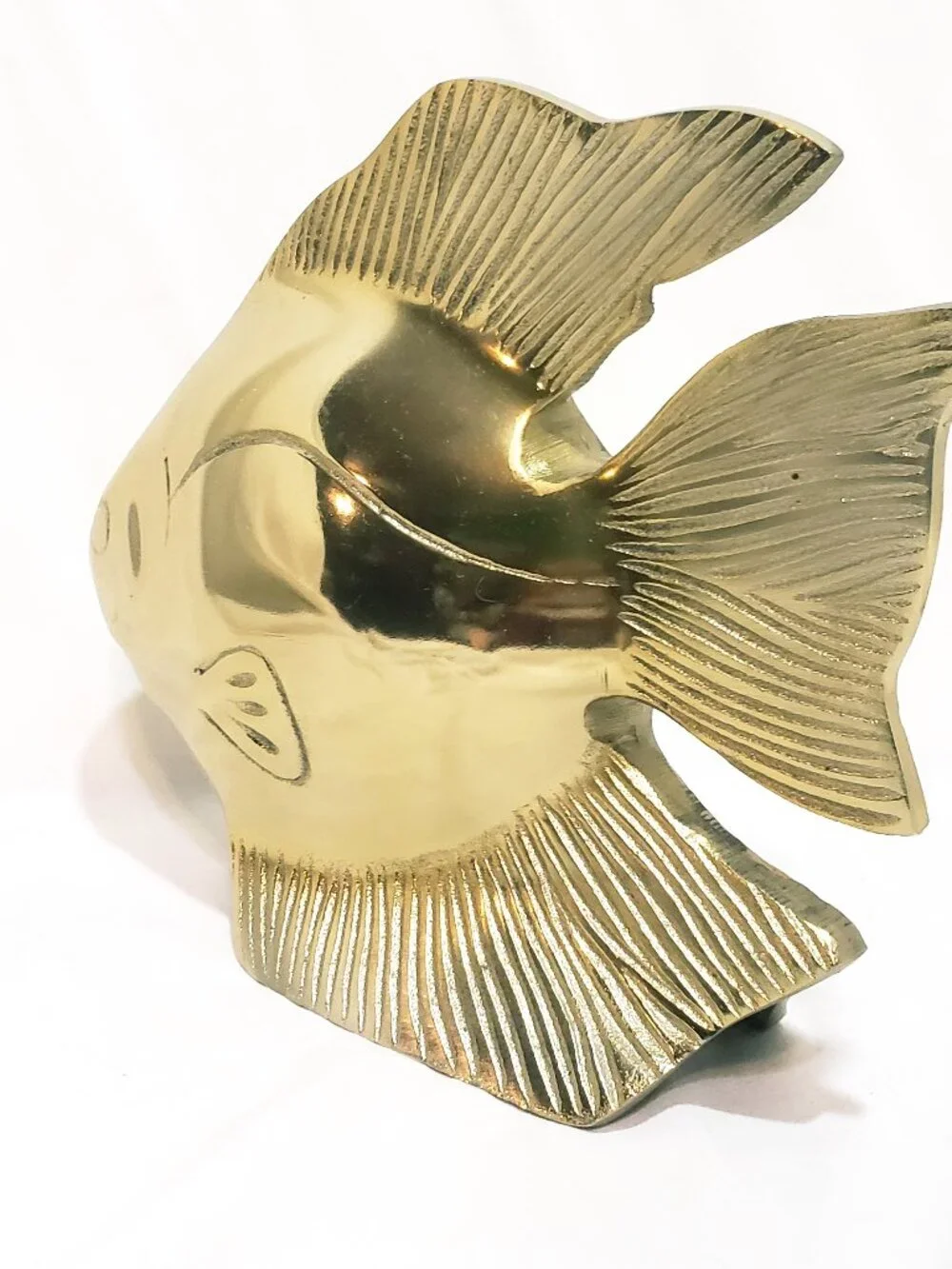 Goldfish Fish Gold tone Metal Figurine 7.5